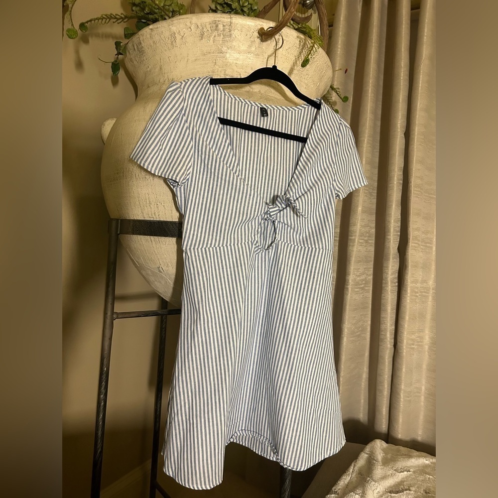 White and blue dress